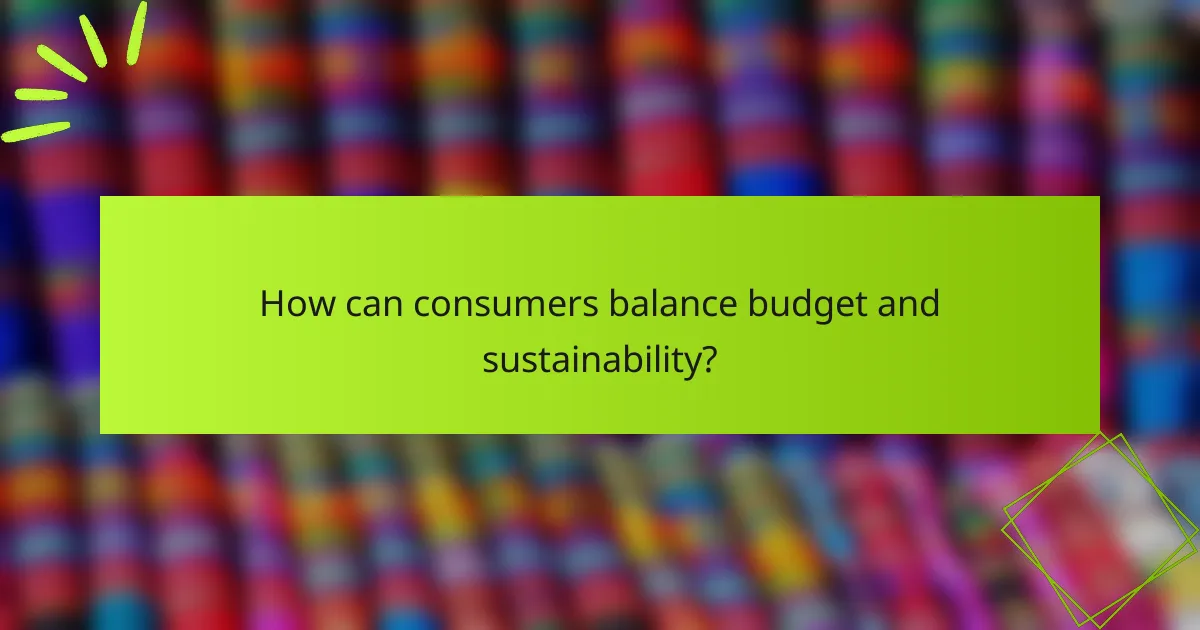How can consumers balance budget and sustainability?