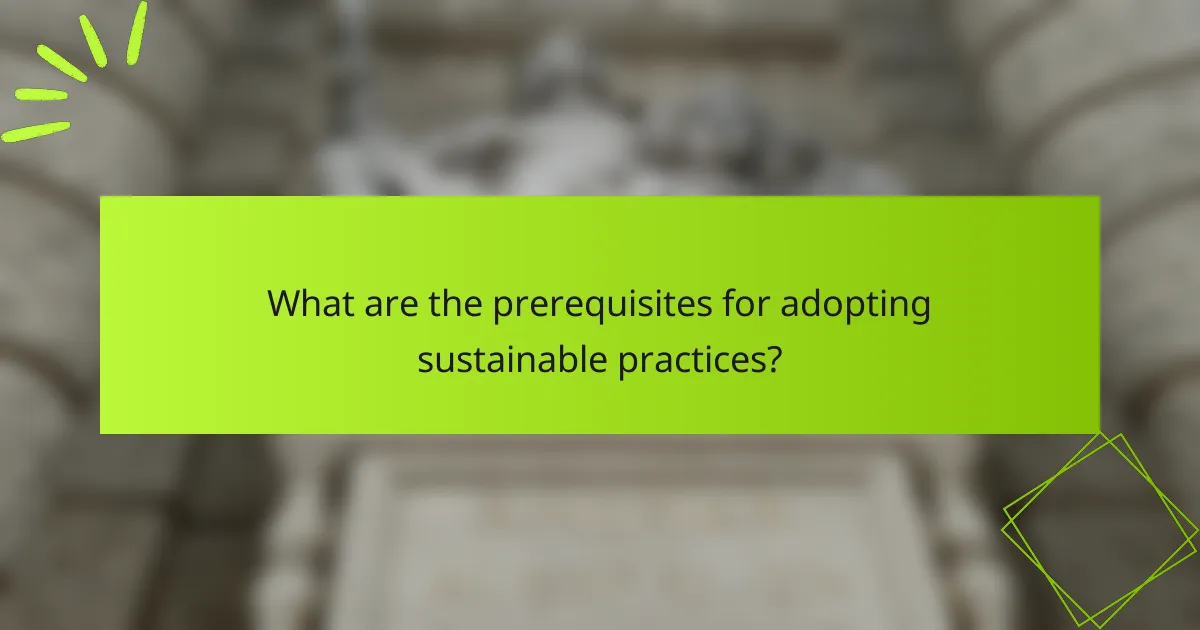 What are the prerequisites for adopting sustainable practices?