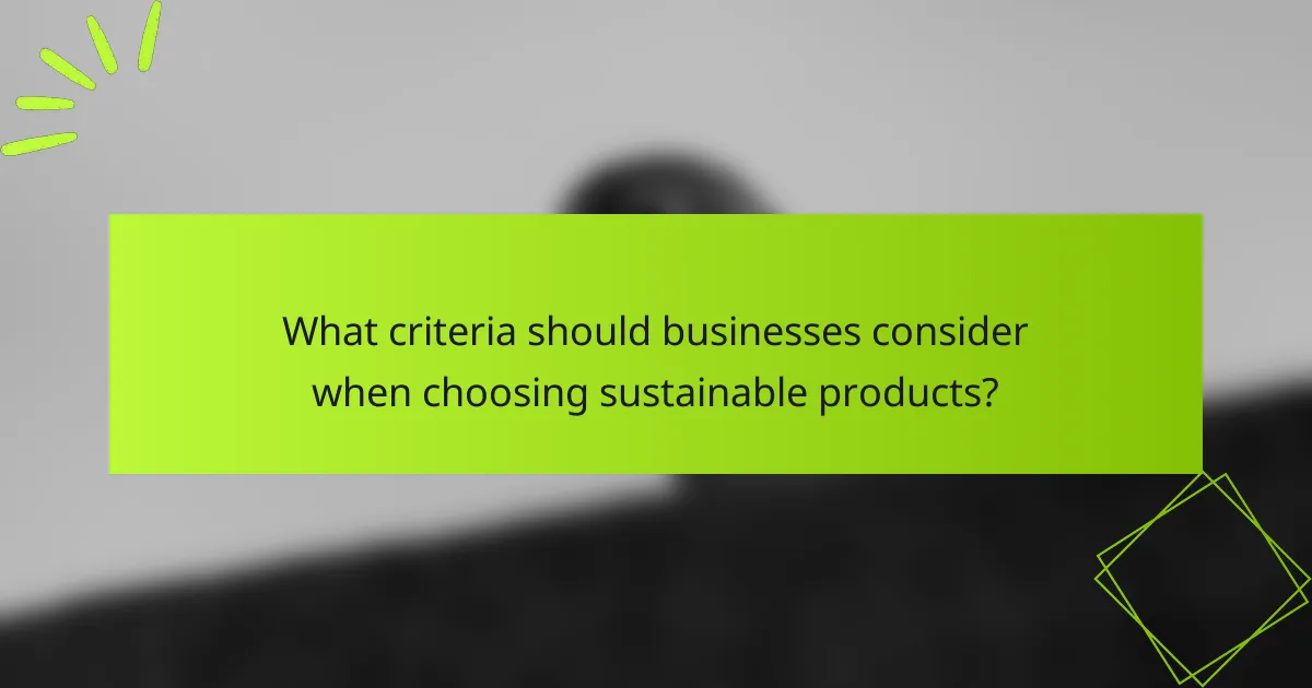 What criteria should businesses consider when choosing sustainable products?